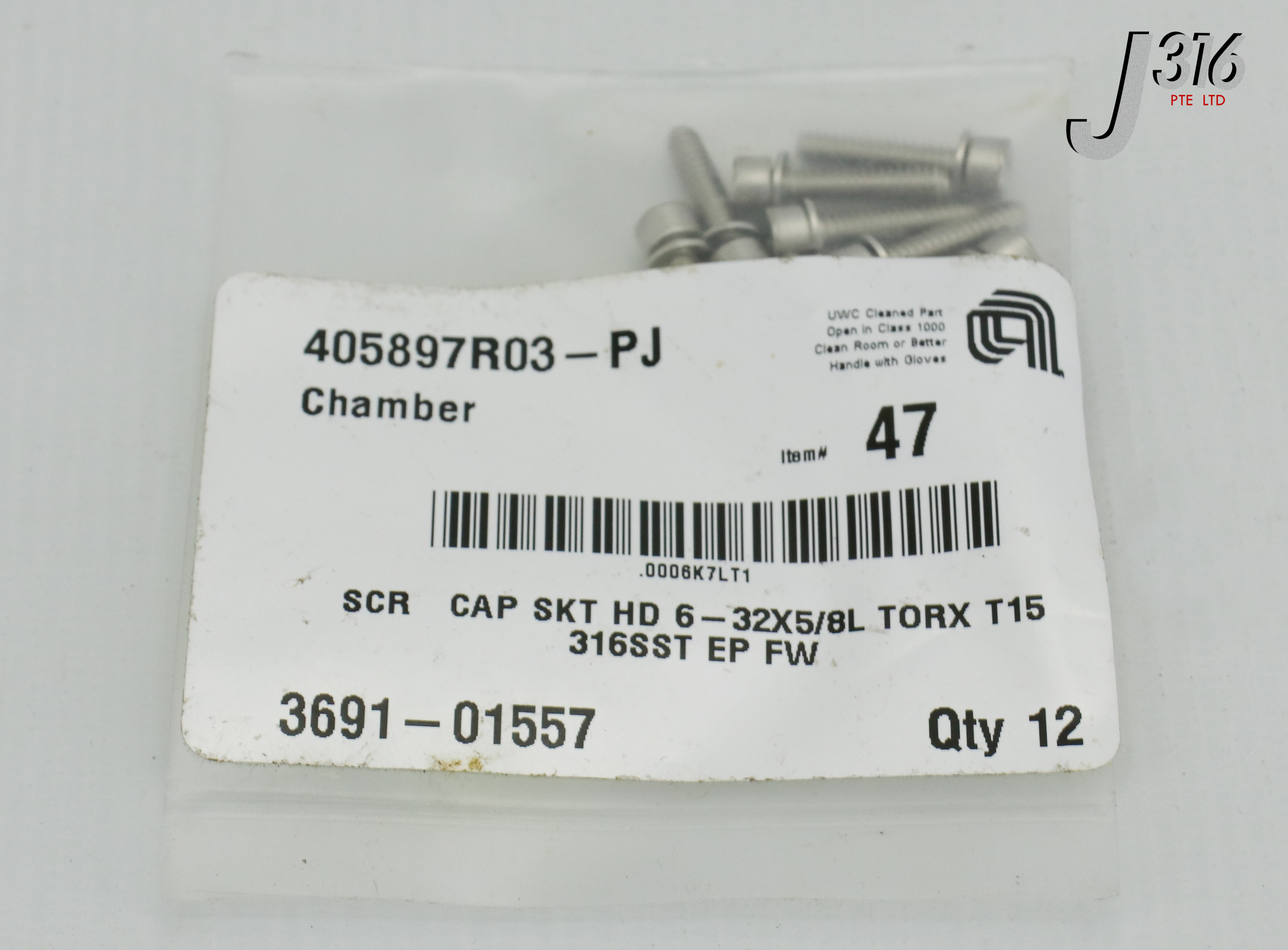 20305 APPLIED MATERIALS SCR CAP SKT HD 6-32X5/8L TORX T15 316S